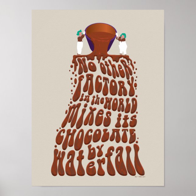 Poster Willy Wonka Chocolate Waterfall Typografia (Frente)