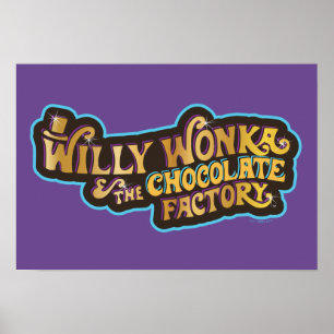 Poster Willy Wonka e o logotipo da fábrica de chocolate