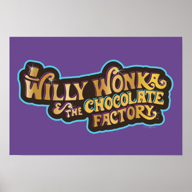 Poster Willy Wonka e o logotipo da fábrica de chocolate (Frente)