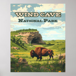 Poster Wind Cave National Park Bison South Dakota