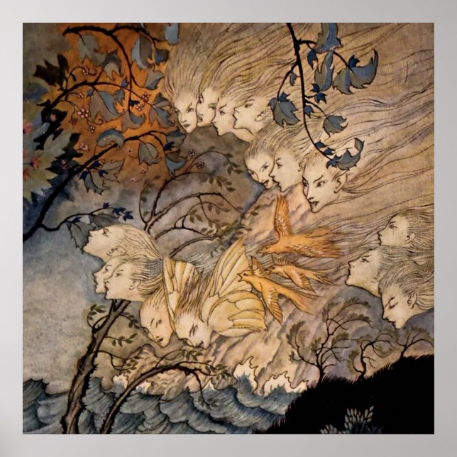 Poster "Wind Sprites" por Arthur Rackham (Frente)