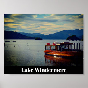 Poster Windermere, cartão postal do distrito do lago