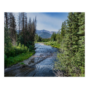 Póster Winding Wyoming Stream (rotulado)