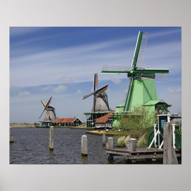 Póster Windmill, Zaanse Schans, Holanda, Países Baixos 2 (Frente)