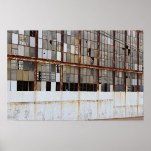 Poster Windows quebrado em um armazém abandonado da