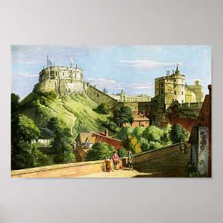 Póster Windsor Castle Watercolor Painting Fine Art Impres