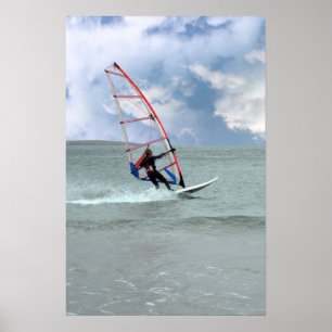Poster windsurfer em uma tempestade