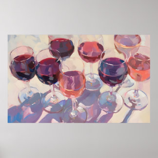 Poster Wine drinks Red Tropical pink wine drink set