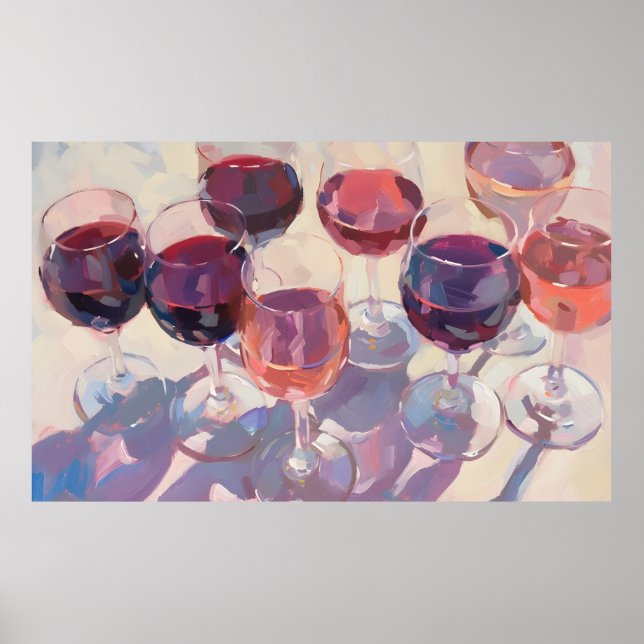 Poster Wine drinks Red Tropical pink wine drink set  (Frente)