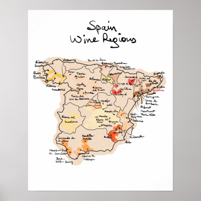 Poster Wine map of Spain (Frente)