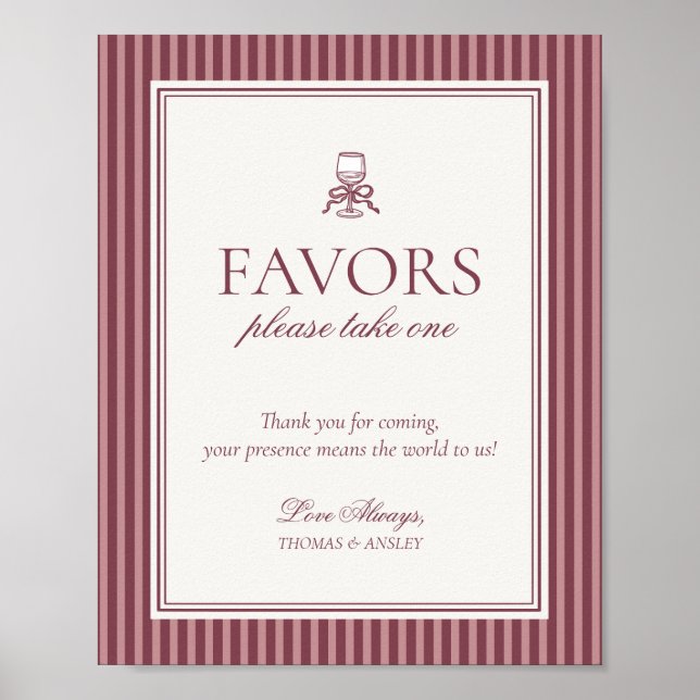 Poster Wine Vineyard Club Old Money Wedding Favors Sign (Frente)
