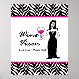 Póster Wine Vixen Wicked Girl Zebra Print