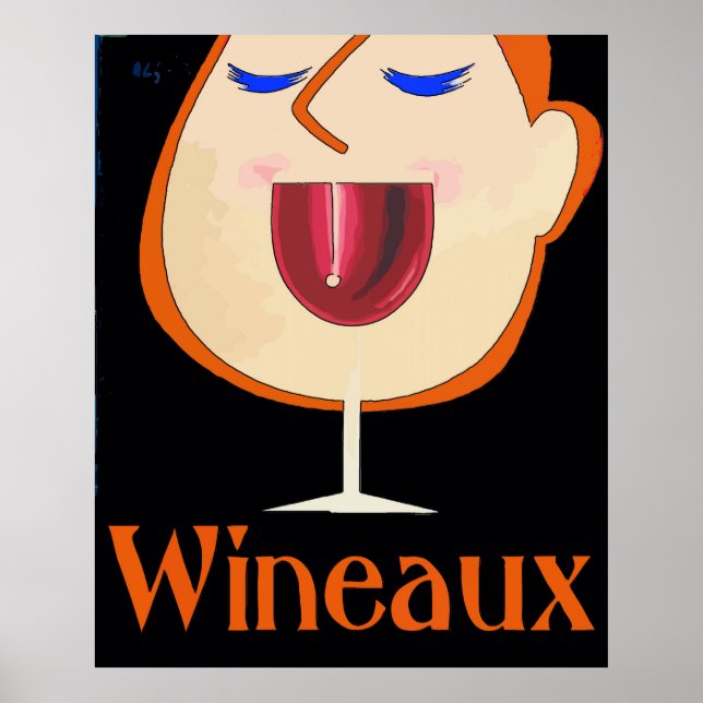 Póster Wineaux, bebe vinho num copo (Frente)