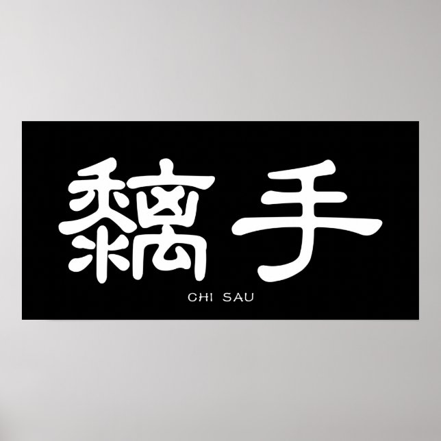 Poster Wing Chun Chi Sau White Calliografia Chinesa (Frente)