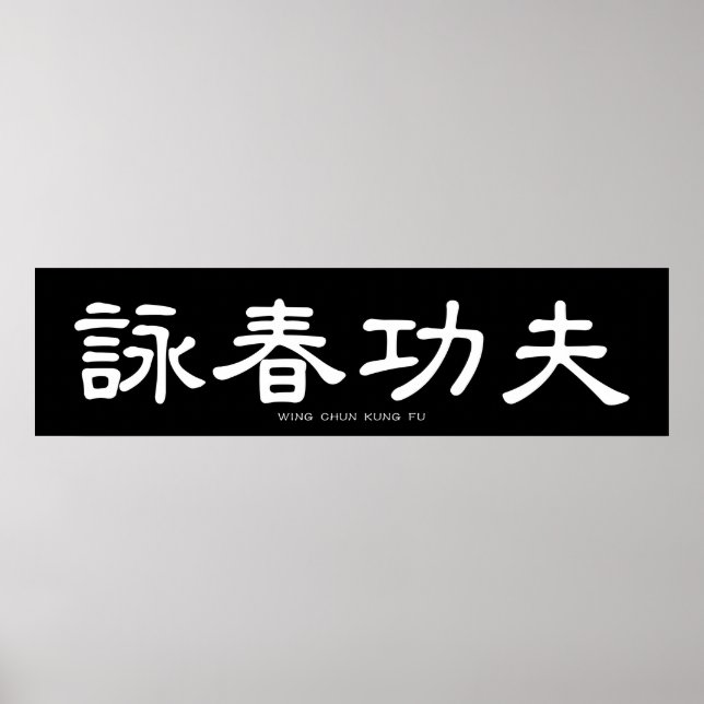 Poster Wing Chun Kung Fu White Calliografia Chinesa (Frente)