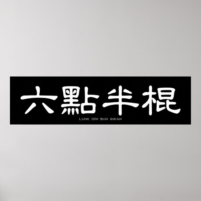 Poster Wing Chun Long Pole Caligrafia Chinesa Branca (Frente)