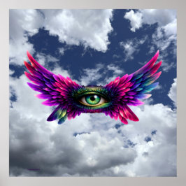 Poster Winged Protection Eye – Surreal Intention Art Post