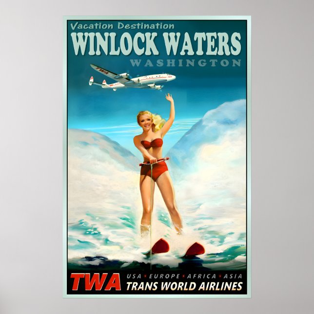 Poster Winlock Waters Washington TWA Trans World Airlines (Frente)