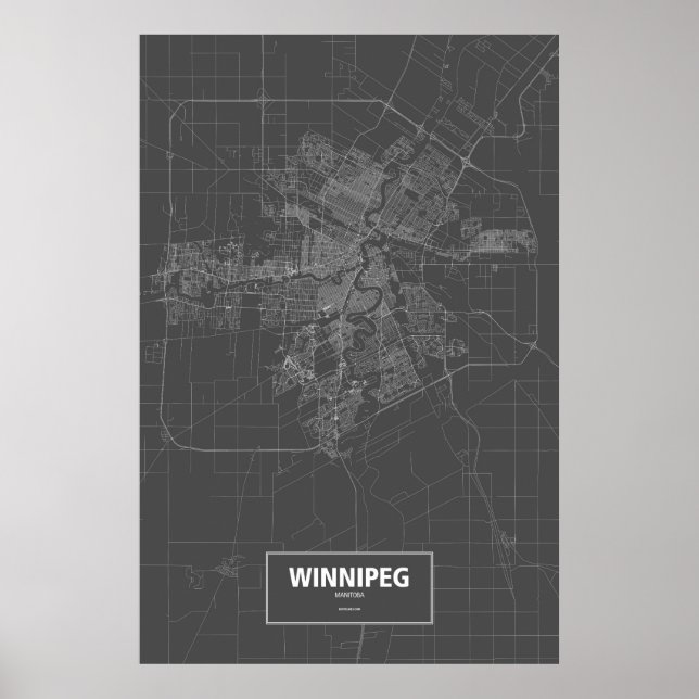 Póster Winnipeg, Manitoba (branco a preto) (Frente)