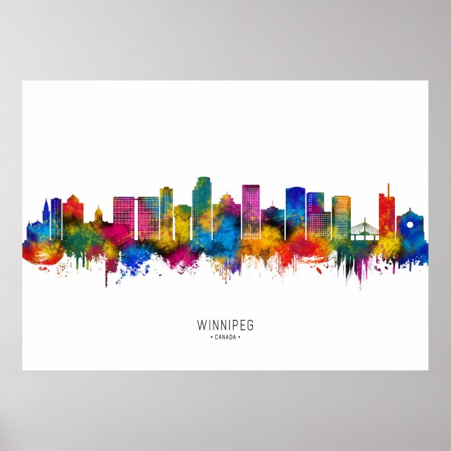 Poster Winnipeg Manitoba Skyline (Frente)