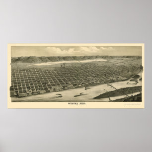 Póster Winona, mapa panorâmico do manganês - 1889