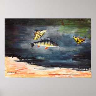 Poster Winslow Homer art - Peixes e Borboletas