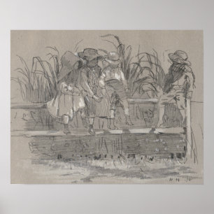 Poster Winslow Homer - Crianças Sentadas em Fronteira