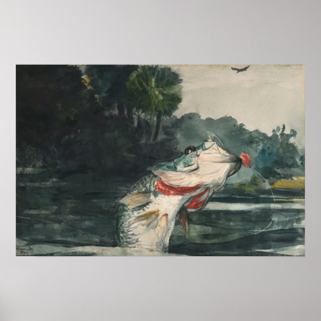 Póster Winslow Homer Life Size Black Bass (Frente)