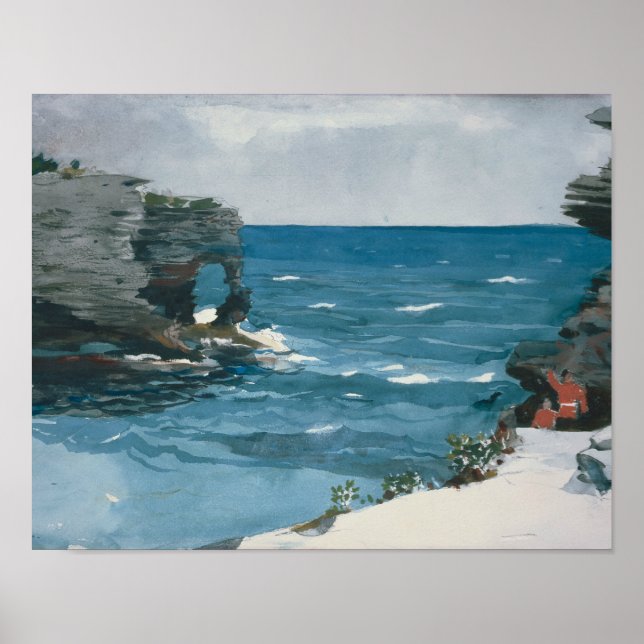 Póster Winslow Homer - Shore Rocky, Bermudas (Frente)