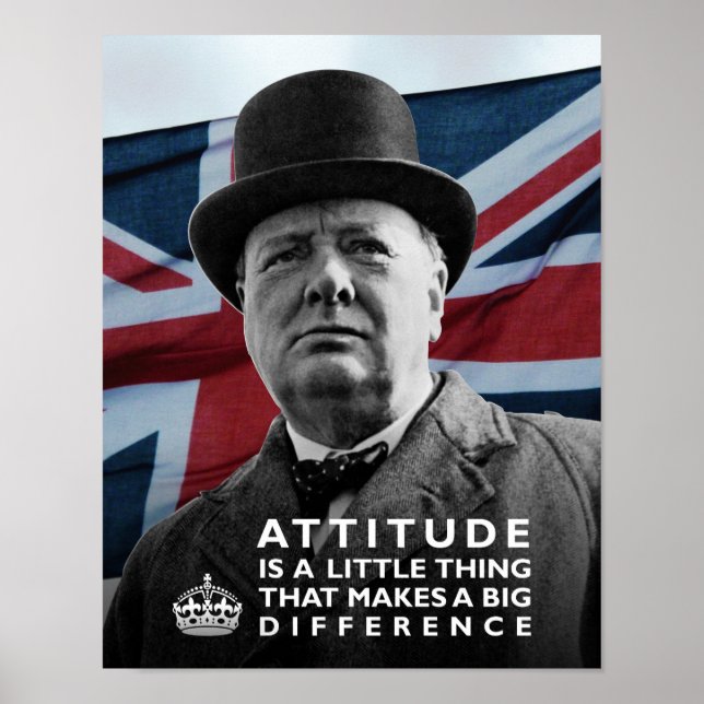 Póster Winston Churchill - "A Atitude Faz Uma Diferença" (Frente)