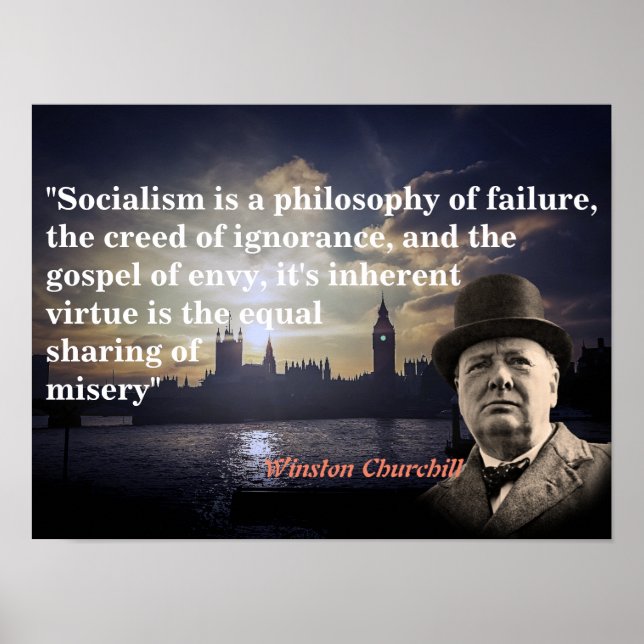 Poster Winston Churchill Cita O Socialismo (Frente)