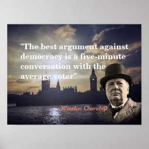 Poster Winston Churchill Citação Sobre Democracia