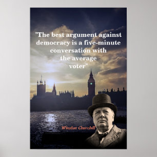 Poster Winston Churchill Citação Sobre Democracia