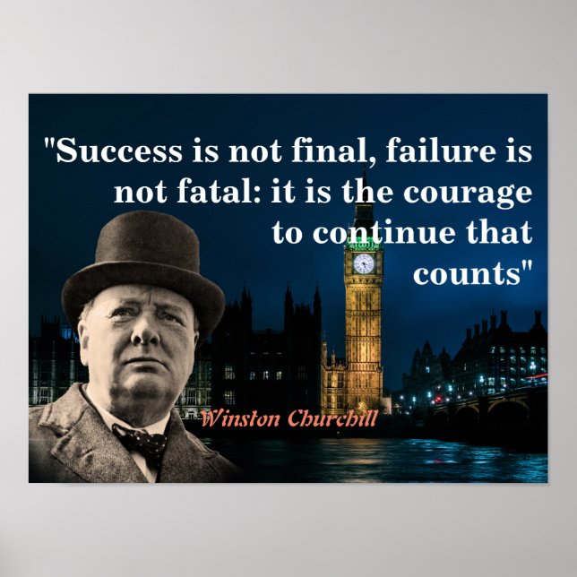 Poster Winston Churchill Cotação Sobre Coragem (Frente)
