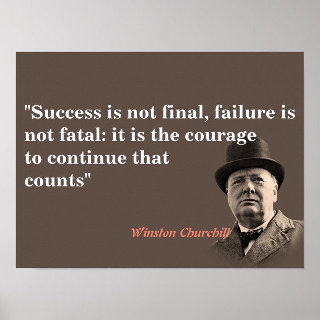 Poster Winston Churchill Cotação Sobre Coragem (Frente)