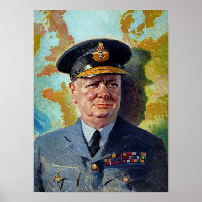 Póster Winston Churchill Em Pintura Uniforme (Frente)