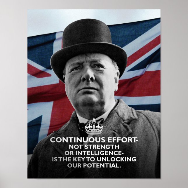 Póster Winston Churchill - "Esforço contínuo" (Frente)