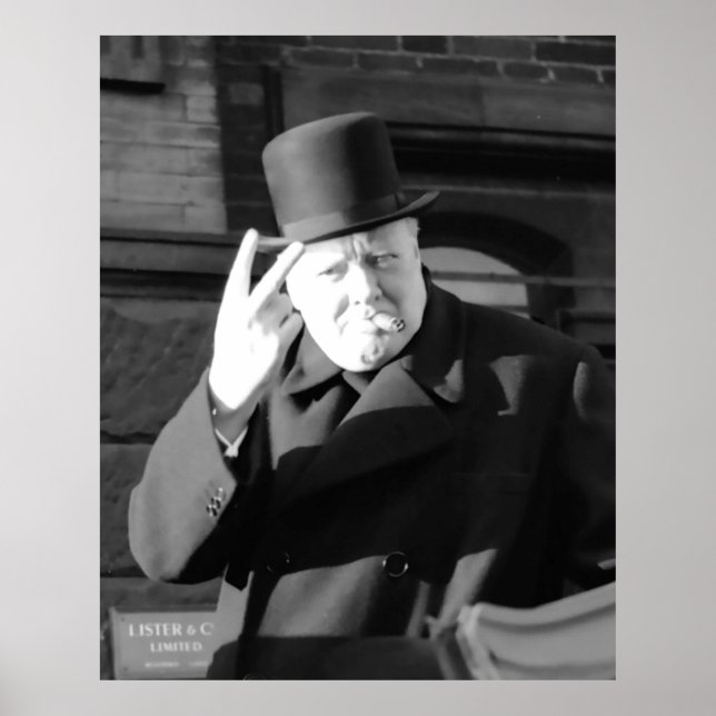 Poster Winston Churchill V Day V Sinal 1945 (Frente)