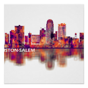 Póster Winston-Salem North Carolina Skyline