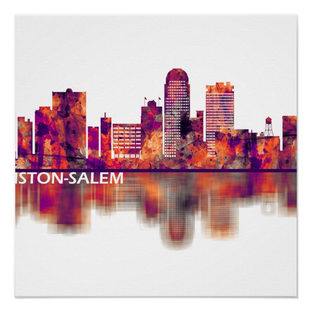 Póster Winston-Salem North Carolina Skyline (Frente)