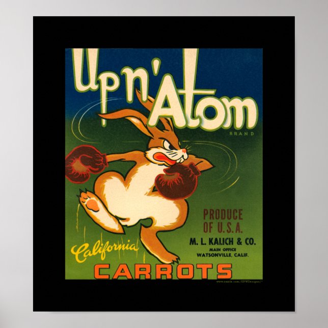 Poster Wintage Up N Atom Carrots Veggie Label (Frente)