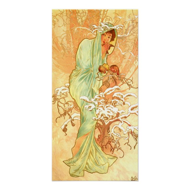 Póster Winter Alfons Mucha Art Nouveau (Frente)