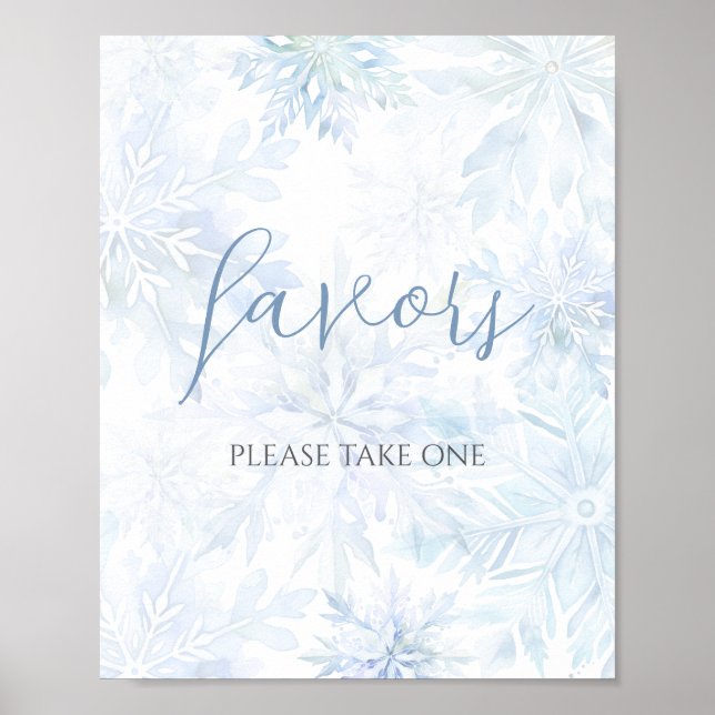 Poster Winter Baby Shower Boy Blue Snowflake Favor (Frente)