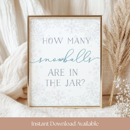Poster Winter Baby Shower Guessing Game Sign