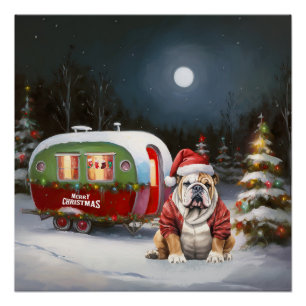 Póster Winter Bulldog Caravan Christmas Adventure
