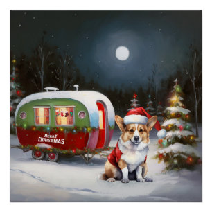 Póster Winter Corgi Caravan Christmas Adventure