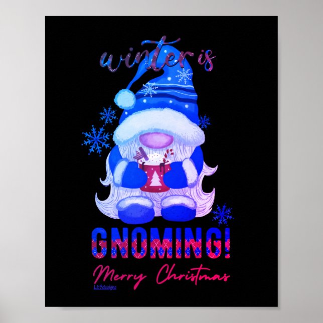 Poster WINTER ESTÁ A PASSAR Gnomo de natal engraçado (Frente)