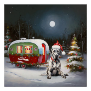 Póster Winter Great Dane Caravan Christmas Adventure