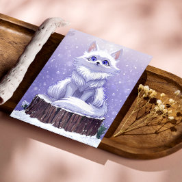 Póster Winter Guardian :Whimsical Arctic Fox wildlife