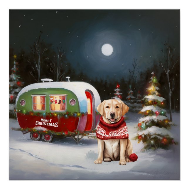 Póster Winter Labrador Caravan Christmas Adventure (Frente)
